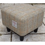 MEDIUM Square Footstool Covered with Herringbone Check Harris Tweed
