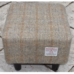 MEDIUM Square Footstool Covered with Herringbone Check Harris Tweed