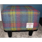 MEDIUM Square Footstool Covered with Pink, Blue Yellow Check Harris Tweed MEDIUM Square Footstool Covered with Pink, Blue Yellow Check Harris Tweed