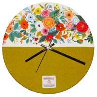 Large 30cm Acid Green Harris Tweed & Floral Wall Clock
