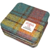 Set of 2 or 4 CHUNKY Square Reversible Drinks Coasters Harris Tweed & Highland Cow