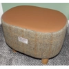 OVAL 40x30x30cm Footstool Herringbone Check Harris Tweed & Faux Leather Top