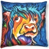 Velvet Abstract Highland Cow Cushion with Abraham Moon Wool Back