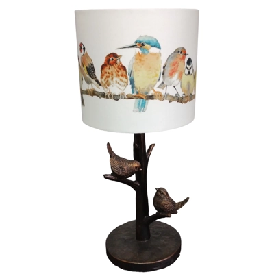 Resin BIRD Table Lamp with Handmade Laura Ashley Garden Birds Lampshade