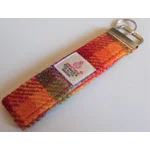 Rainbow Check Harris Tweed Key Fob, Key Ring, Key Chain