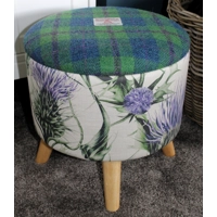Large 40x40x40cm STORAGE Stool/Footstool Green Purple Harris Tweed & Voyage Thistle