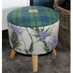 Large 40x40x40cm STORAGE Stool/Footstool Green Purple Harris Tweed & Voyage Thistle