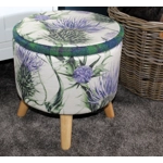 Large 40x40x40cm STORAGE Stool/Footstool Green Purple Harris Tweed & Voyage Thistle