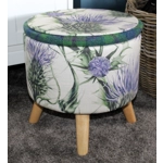 Large 40x40x40cm STORAGE Stool/Footstool Green Purple Harris Tweed & Voyage Thistle