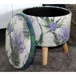 Large 40x40x40cm STORAGE Stool/Footstool Green Purple Harris Tweed & Voyage Thistle