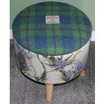 Large 40x40x40cm STORAGE Stool/Footstool Green Purple Harris Tweed & Voyage Thistle