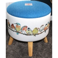 Large 40x40x40cm STORAGE Stool/Footstool Blue Harris Tweed..