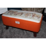 LARGE Rectangular 57cm x 28cm x 26cm Orange Harris Tweed & Voyage Maison Highland Cow Footstool LARGE Rectangular 57cm x 28cm x 26cm Orange Harris Tweed & Voyage Maison Highland Cow Footstool
