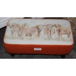 LARGE Rectangular 57cm x 28cm x 26cm Orange Harris Tweed & Voyage Maison Highland Cow Footstool LARGE Rectangular 57cm x 28cm x 26cm Orange Harris Tweed & Voyage Maison Highland Cow Footstool