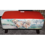 LARGE Rectangular 57cm x 28cm x 26cm Orange Harris Tweed & Voyage Maison Heilan Herd Footstool LARGE Rectangular 57cm x 28cm x 26cm Orange Harris Tweed & Voyage Maison Heilan Herd Footstool