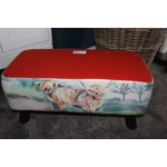LARGE Rectangular 57cm x 28cm x 26cm Orange Harris Tweed & Voyage Maison Heilan Herd Footstool LARGE Rectangular 57cm x 28cm x 26cm Orange Harris Tweed & Voyage Maison Heilan Herd Footstool