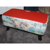 LARGE Rectangular 57cm x 28cm x 26cm Orange Harris Tweed & Voyage Maison Heilan Herd Footstool