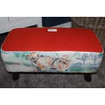 LARGE Rectangular 57cm x 28cm x 26cm Orange Harris Tweed & Voyage Maison Heilan Herd Footstool LARGE Rectangular 57cm x 28cm x 26cm Orange Harris Tweed & Voyage Maison Heilan Herd Footstool