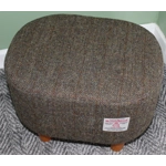 OVAL 40x30x30cm Footstool Hand Covered with Herringbone Check Harris Tweed OVAL 40x30x30cm Footstool Hand Covered with Herringbone Check Harris Tweed
