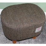OVAL 40x30x30cm Footstool Hand Covered with Herringbone Check Harris Tweed OVAL 40x30x30cm Footstool Hand Covered with Herringbone Check Harris Tweed