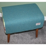 Large Rectangular Aqua Harris Tweed and Voyage Maison Heilan Herd, Highland Cow covered Footstool