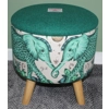 Large 40x40x40cm STORAGE Stool/Footstool Green Harris Tweed & Elephant Fabric