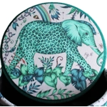 Large 40x40x40cm STORAGE Stool/Footstool Green Harris Tweed & Elephant Fabric