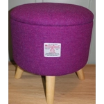 Large 40x40x40cm STORAGE Stool/Footstool Pink Purple Harris Tweed  & Voyage Embroidered  Peacock