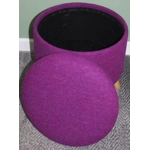Large 40x40x40cm STORAGE Stool/Footstool Pink Purple Harris Tweed  & Voyage Embroidered  Peacock