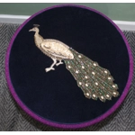Large 40x40x40cm STORAGE Stool/Footstool Pink Purple Harris Tweed  & Voyage Embroidered  Peacock