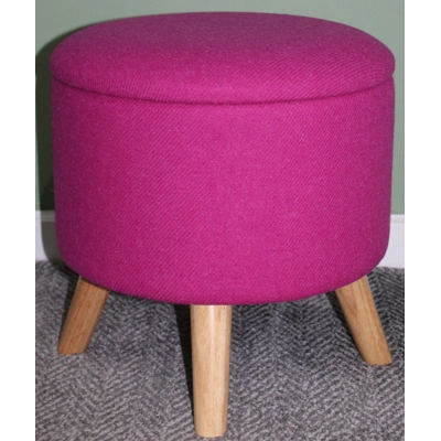 Large 40x40x40cm STORAGE Stool/Footstool Bubblegum Pink Harris Tweed