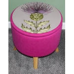 Large 40x40x40cm STORAGE Stool/Footstool Bubblegum Pink Harris Tweed