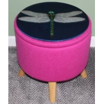 Large 40x40x40cm STORAGE Stool/Footstool Bubblegum Pink Harris Tweed