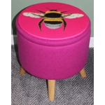 Large 40x40x40cm STORAGE Stool/Footstool Bubblegum Pink Harris Tweed