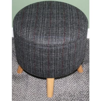 Large 40x40x40cm STORAGE Stool/Footstool Charcoal Check Harris Tweed