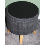 Large 40x40x40cm STORAGE Stool/Footstool Charcoal Check Harris Tweed