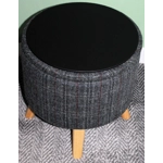 Large 40x40x40cm STORAGE Stool/Footstool Charcoal Check Harris Tweed