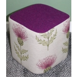 SMALL 27x27x28cm CUBE Pouffe Footstool Herringbone Harris Tweed & Voyage Thistle