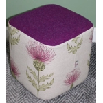 SMALL 27x27x28cm CUBE Pouffe Footstool Herringbone Harris Tweed & Voyage Thistle