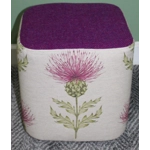 SMALL 27x27x28cm CUBE Pouffe Footstool Herringbone Harris Tweed & Voyage Thistle