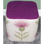 SMALL 27x27x28cm CUBE Pouffe Footstool Herringbone Harris Tweed & Voyage Thistle
