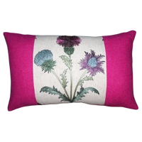 Pink Harris Tweed Cushion with  embroidered Thistle  - Cus..