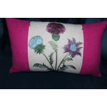 Pink Harris Tweed Cushion with  embroidered Thistle  - Cushion Pad included
