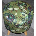 Large 40x40x40cm STORAGE Stool/Footstool Green Velvet Dragonfly