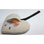 Robin Hanging Heart Decoration, Door Hanger with Christmas  Robin on both Sides