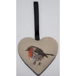 Robin Hanging Heart Decoration, Door Hanger with Christmas  Robin on both Sides