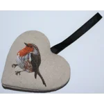 Robin Hanging Heart Decoration, Door Hanger with Christmas  Robin on both Sides
