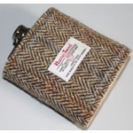 7oz Hip Flask Herringbone Harris Tweed Cover Boxed Funnel & 2 Cups