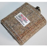 7oz Hip Flask Herringbone Harris Tweed Cover Boxed Funnel & 2 Cups