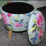 Large 40x40x40cm STORAGE Stool Footstool Ottoman BLUEBELLGRAY Teal Butterfly